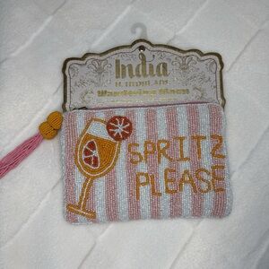 Beaded Pink and White Travel Bag